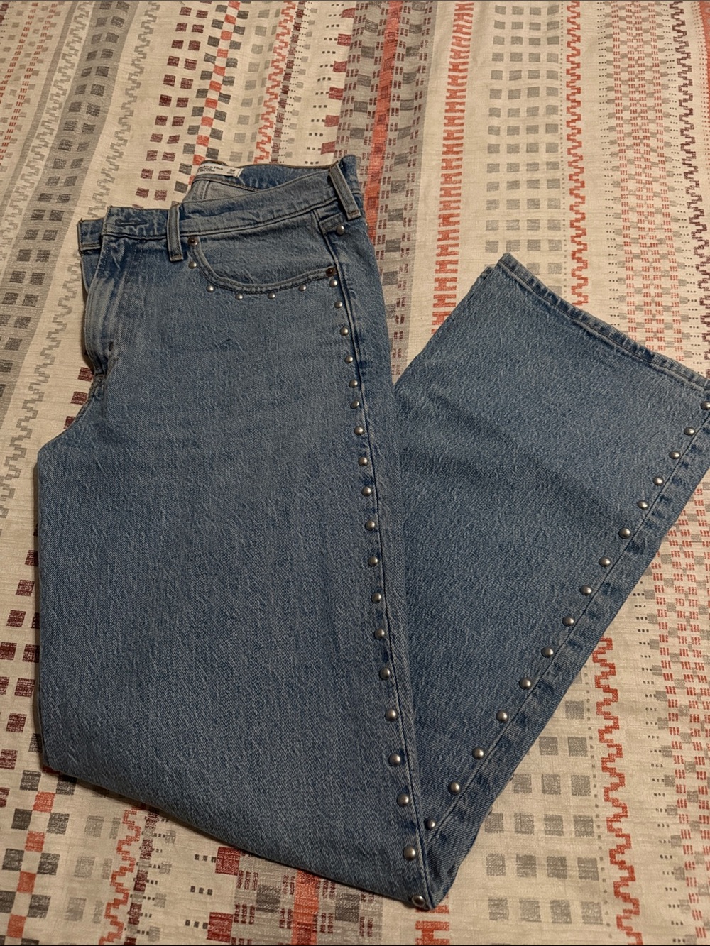 Abercrombie Blue Stud-Trim High-Rise Women’s Jeans